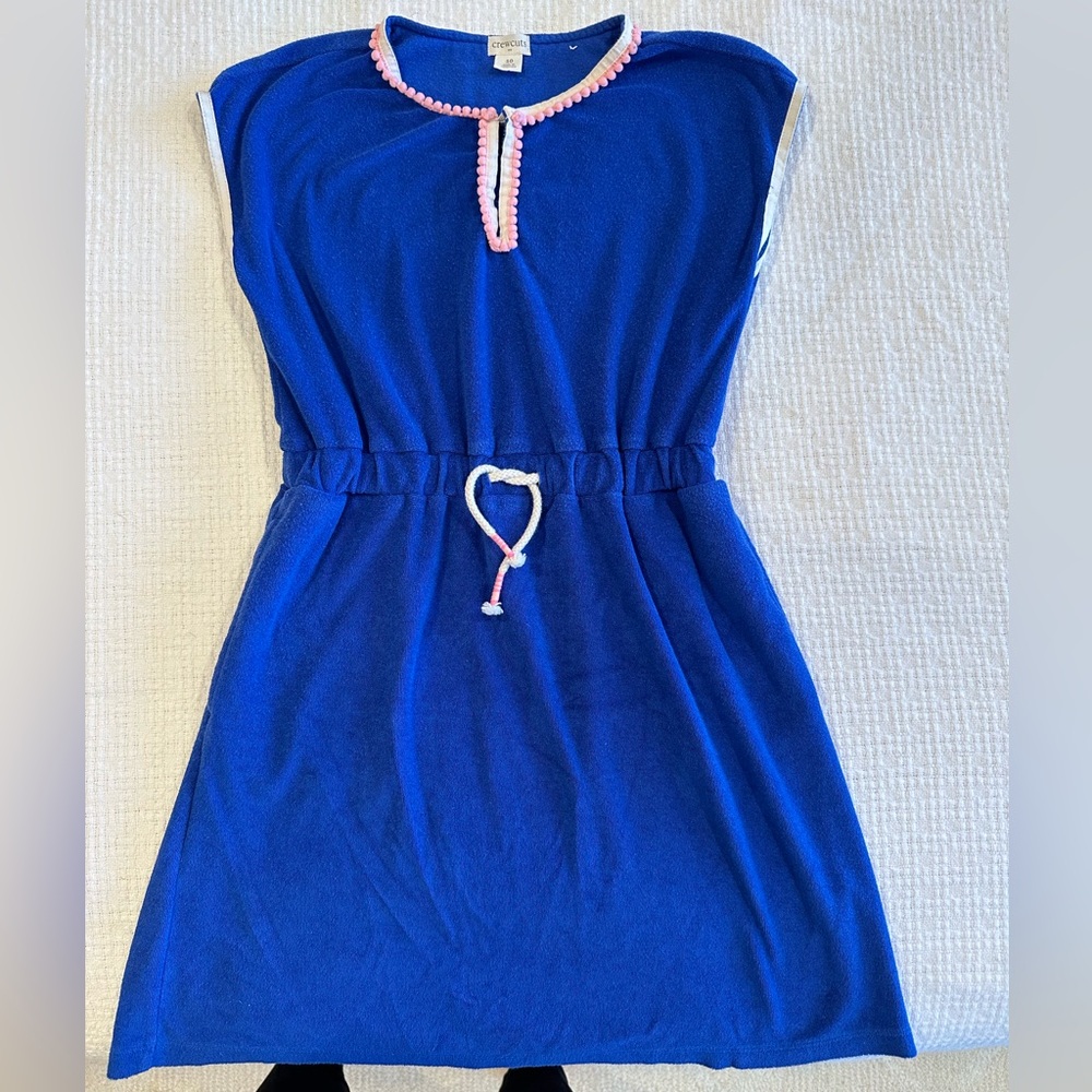 Girls “J Crew Crewcuts” Size 10 Royal blue, Terry cover up, drawstring waist.